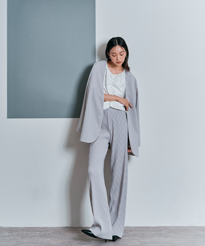 シャーリングハーフスリーブブラウス 全4色 2サイズ 【SALE】