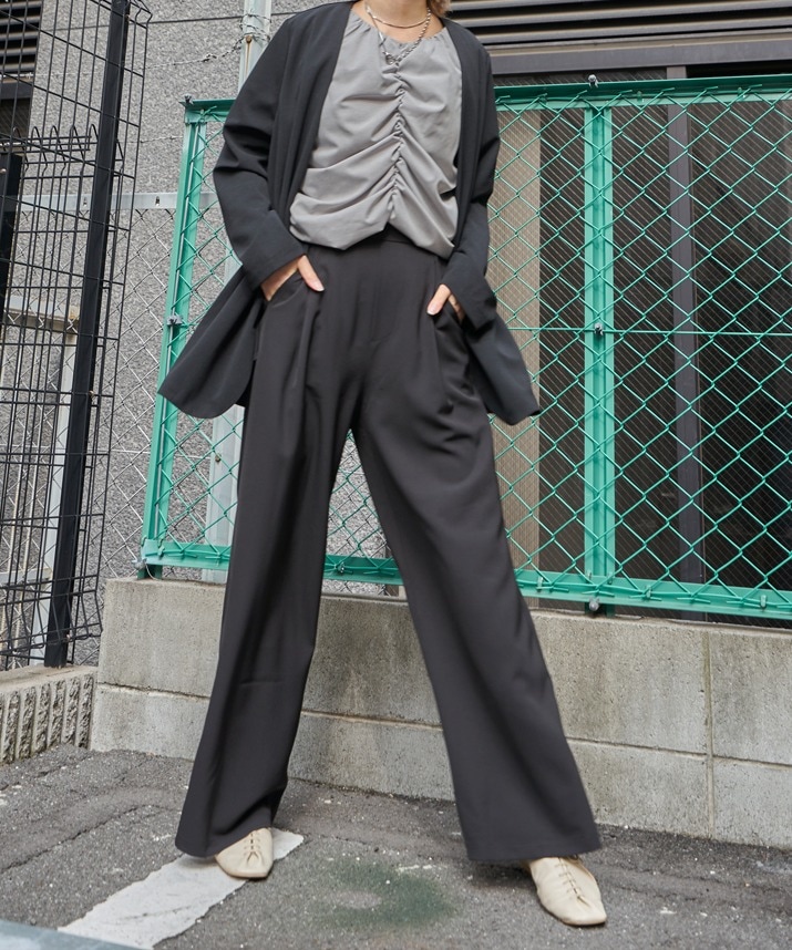 シャーリングハーフスリーブブラウス 全4色 2サイズ 【SALE】