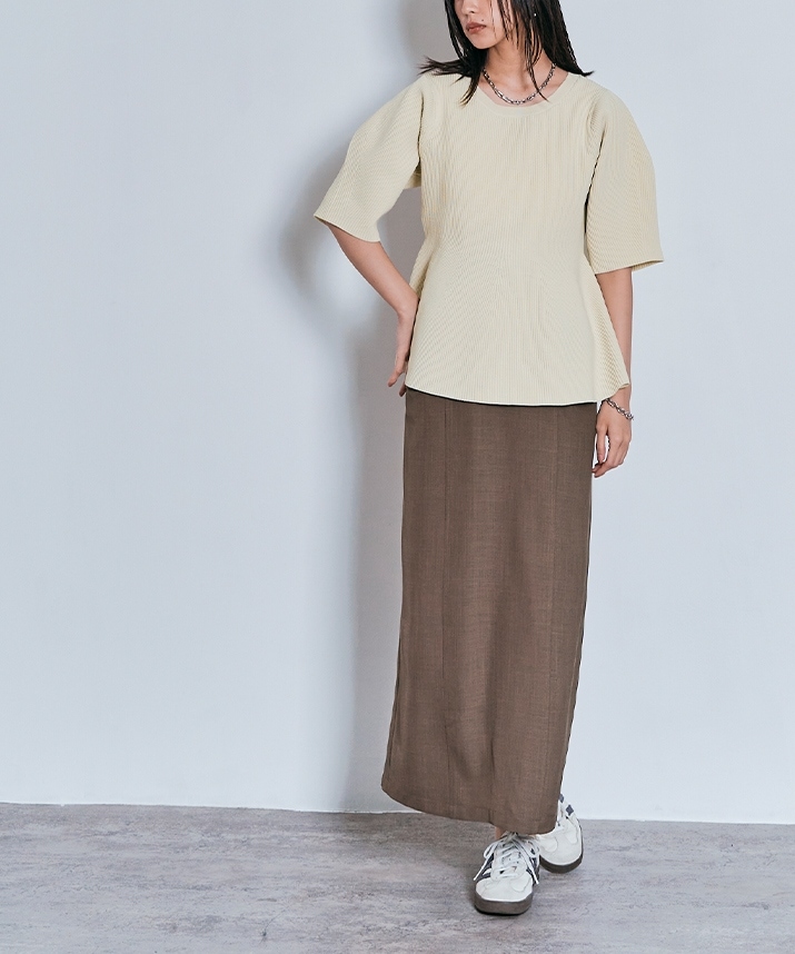 ハーフスリーブペプラムニットトップス 全3色 【SALE】