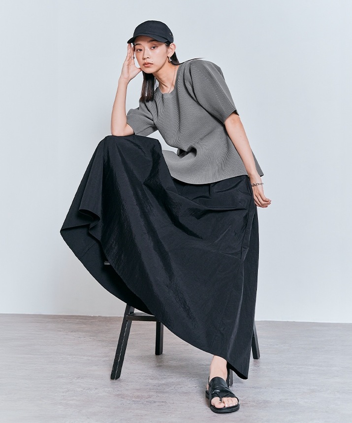 ハーフスリーブペプラムニットトップス 全3色 【SALE】