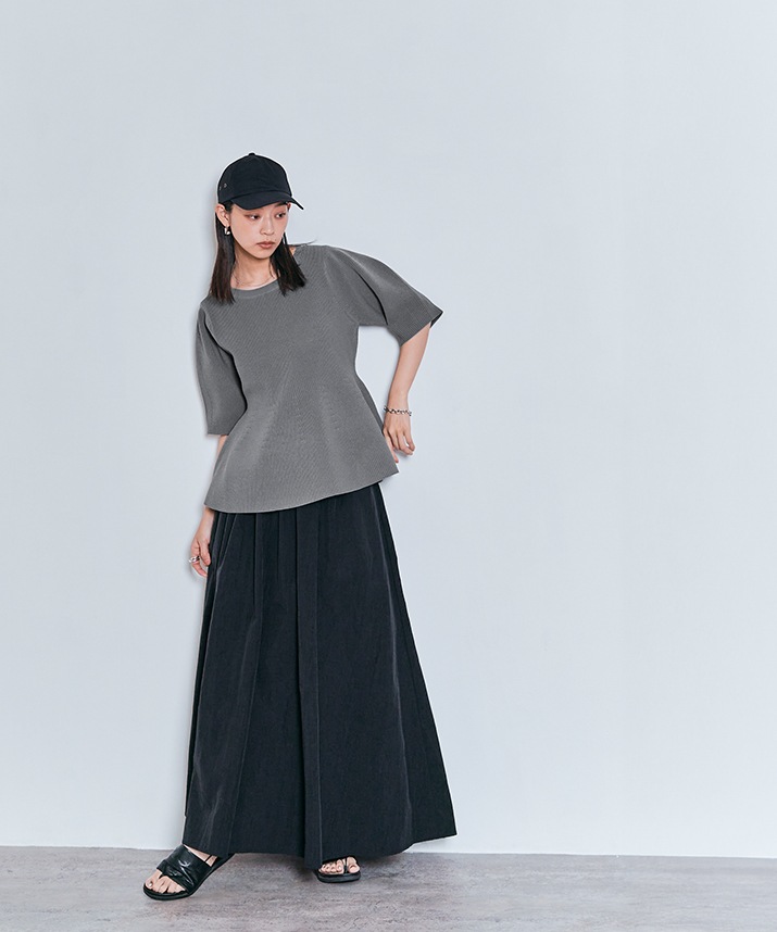 ハーフスリーブペプラムニットトップス 全3色 【SALE】