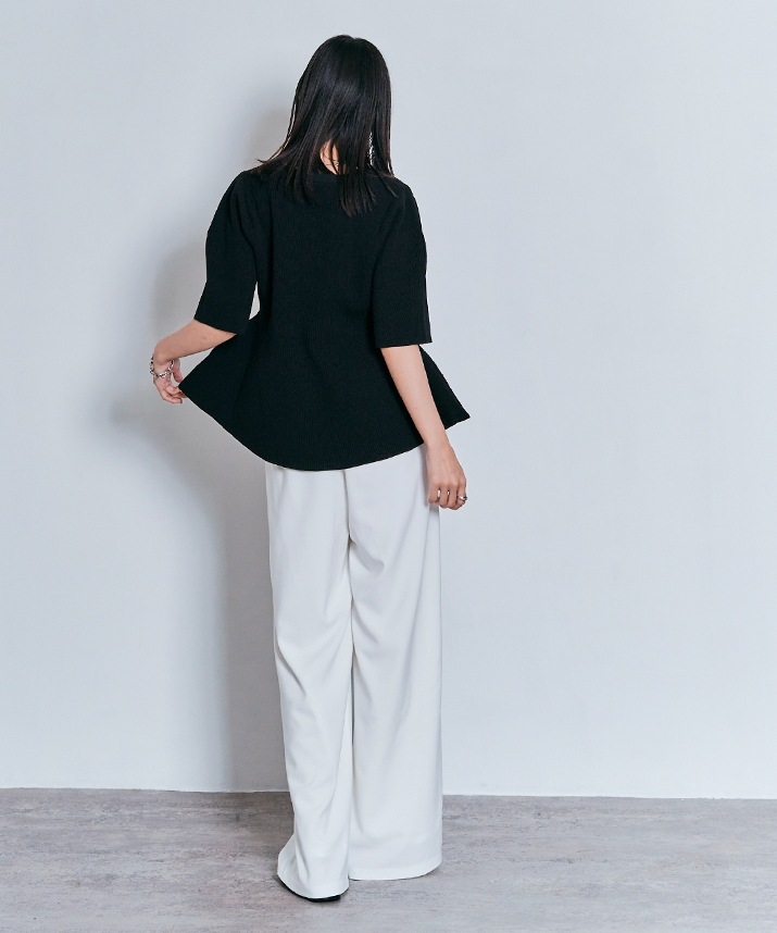 ハーフスリーブペプラムニットトップス 全3色 【SALE】