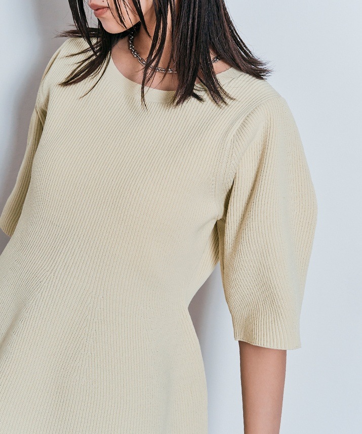 ハーフスリーブペプラムニットトップス 全3色 【SALE】