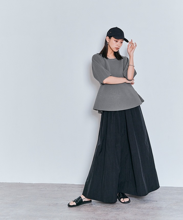 ハーフスリーブペプラムニットトップス 全3色 【SALE】