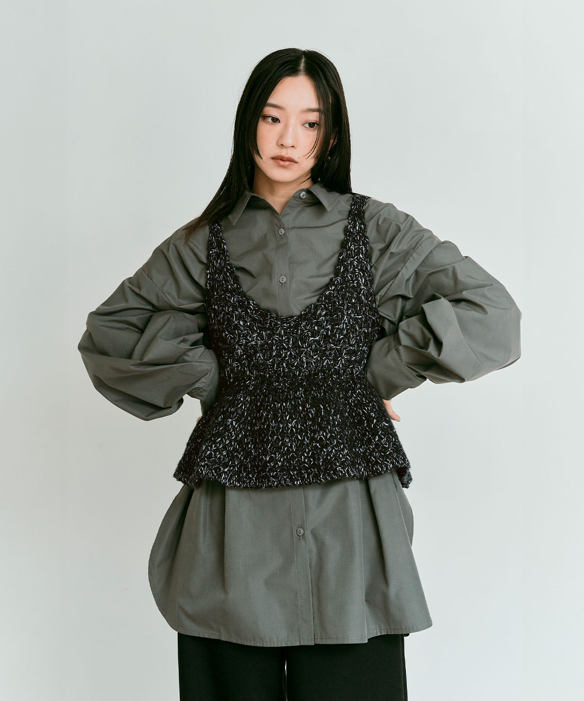 【予約販売】メランジニットペプラムビスチェ 全3色