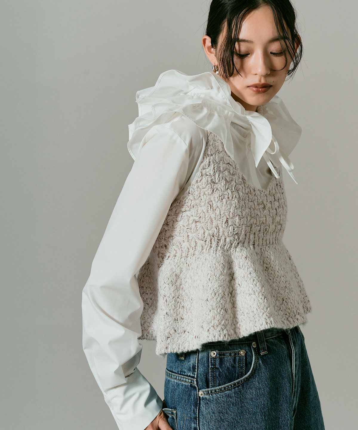 【予約販売】メランジニットペプラムビスチェ 全3色