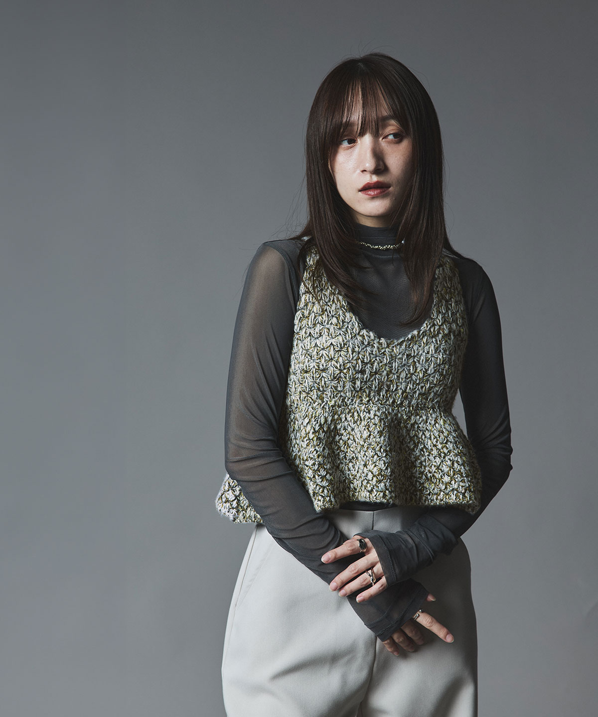 【予約販売】メランジニットペプラムビスチェ 全3色