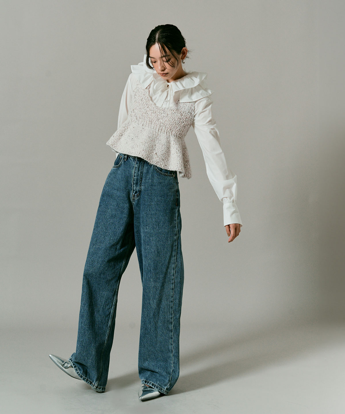 【予約販売】メランジニットペプラムビスチェ 全3色