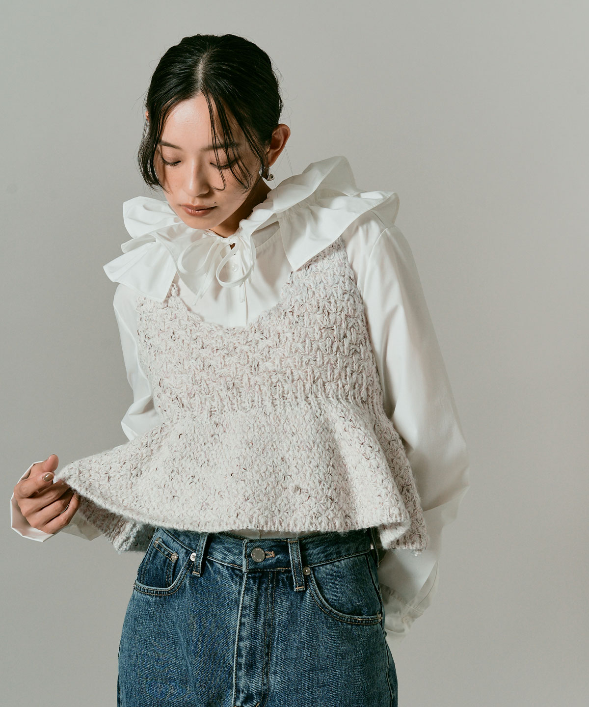 【予約販売】メランジニットペプラムビスチェ 全3色