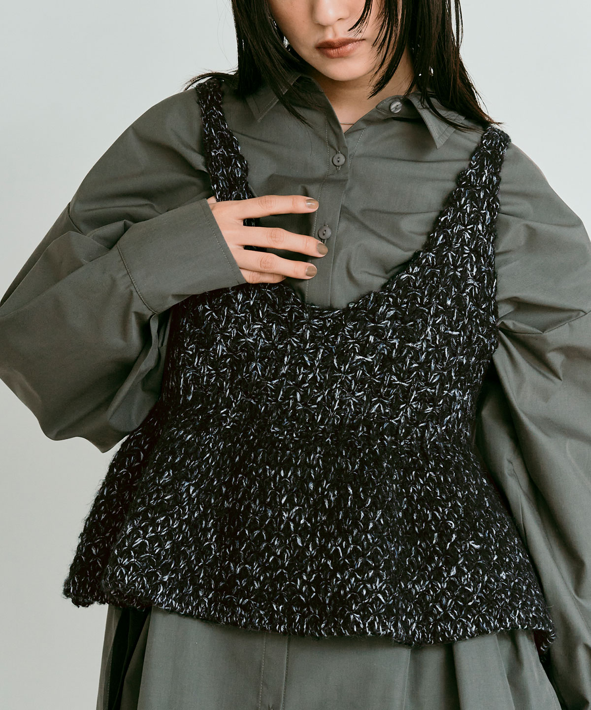 【予約販売】メランジニットペプラムビスチェ 全3色