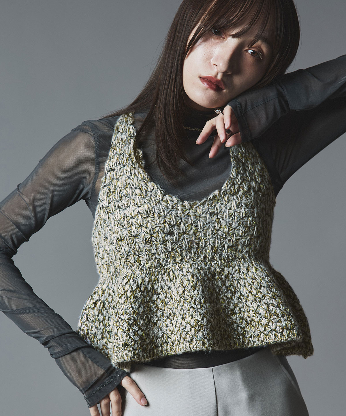 【予約販売】メランジニットペプラムビスチェ 全3色