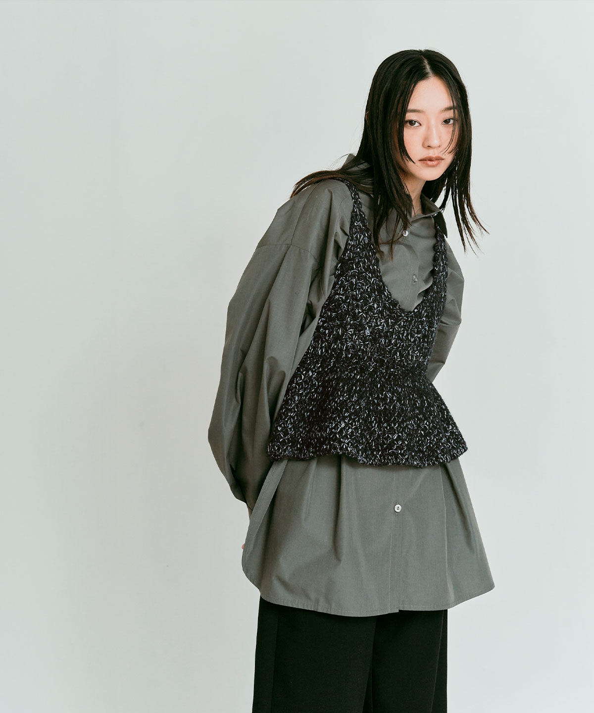 【予約販売】メランジニットペプラムビスチェ 全3色