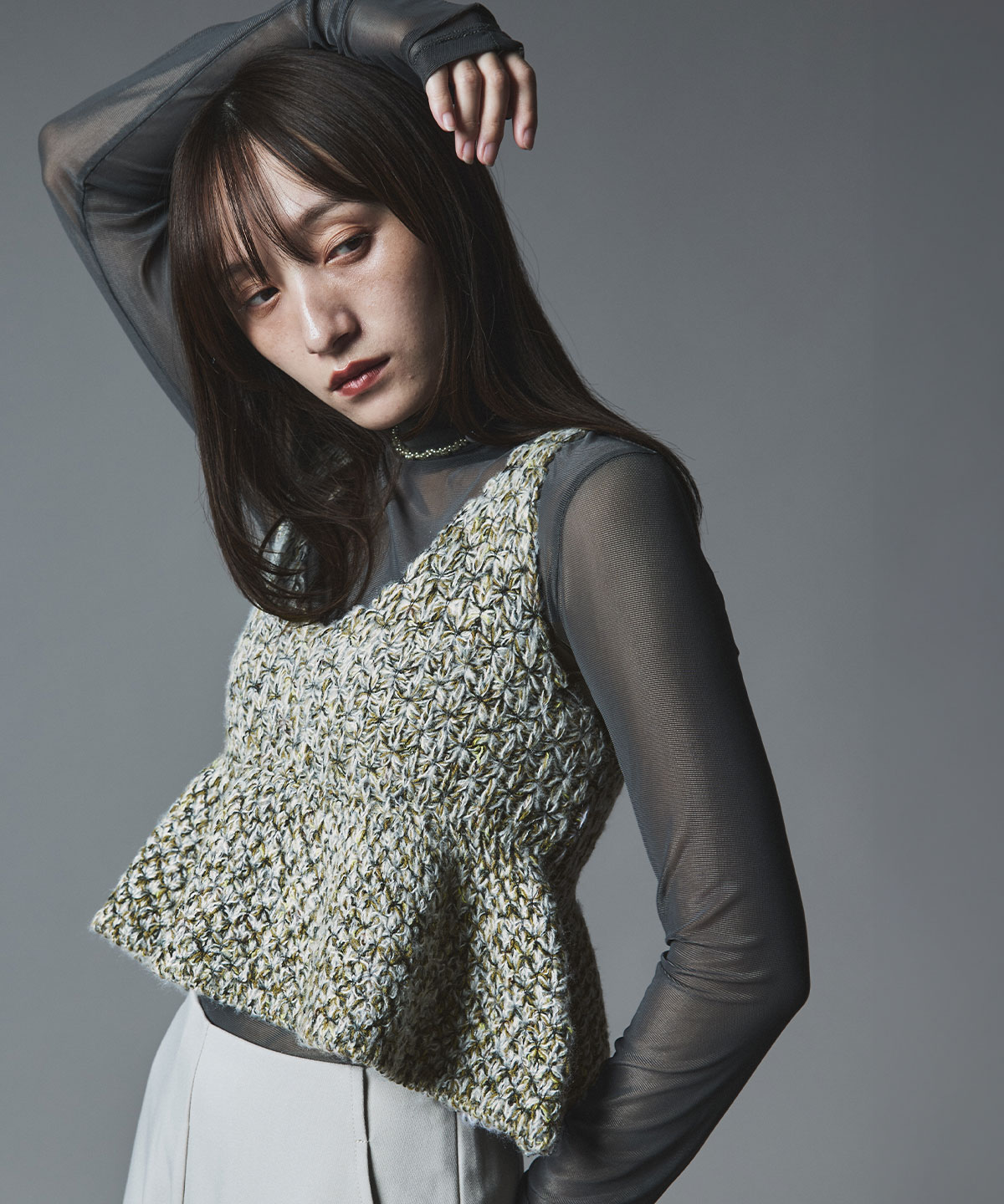 【予約販売】メランジニットペプラムビスチェ 全3色