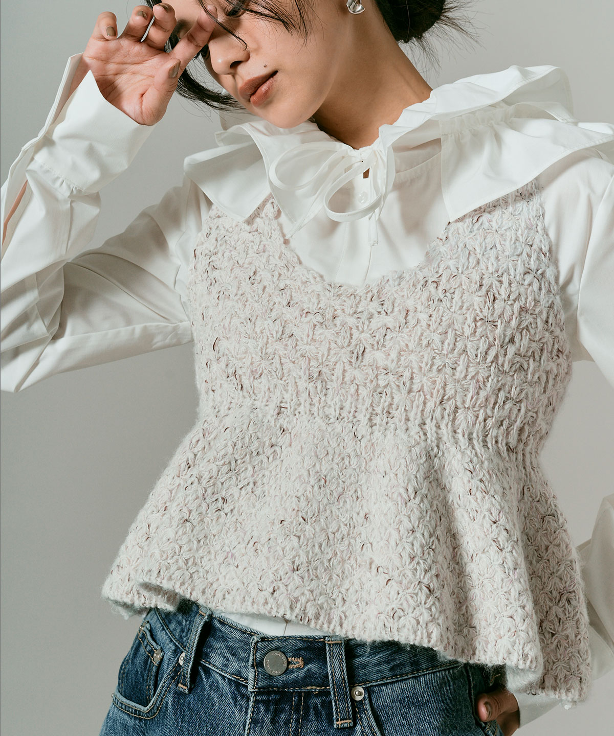 【予約販売】メランジニットペプラムビスチェ 全3色