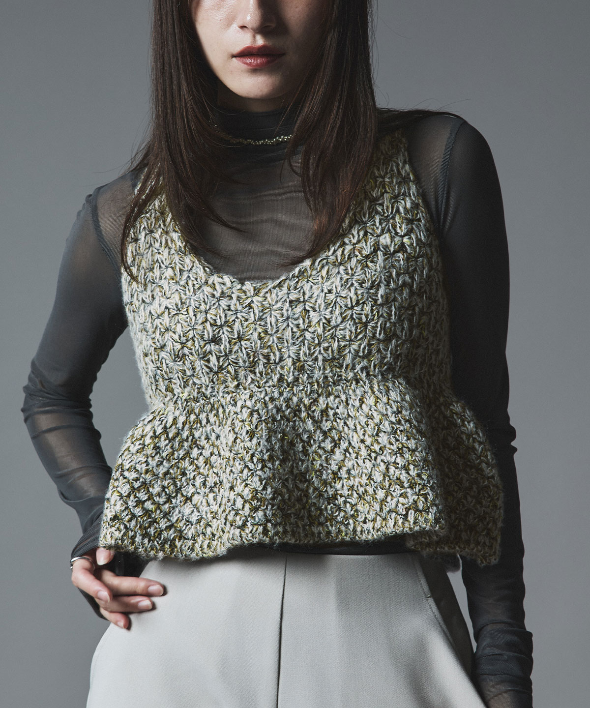 【予約販売】メランジニットペプラムビスチェ 全3色