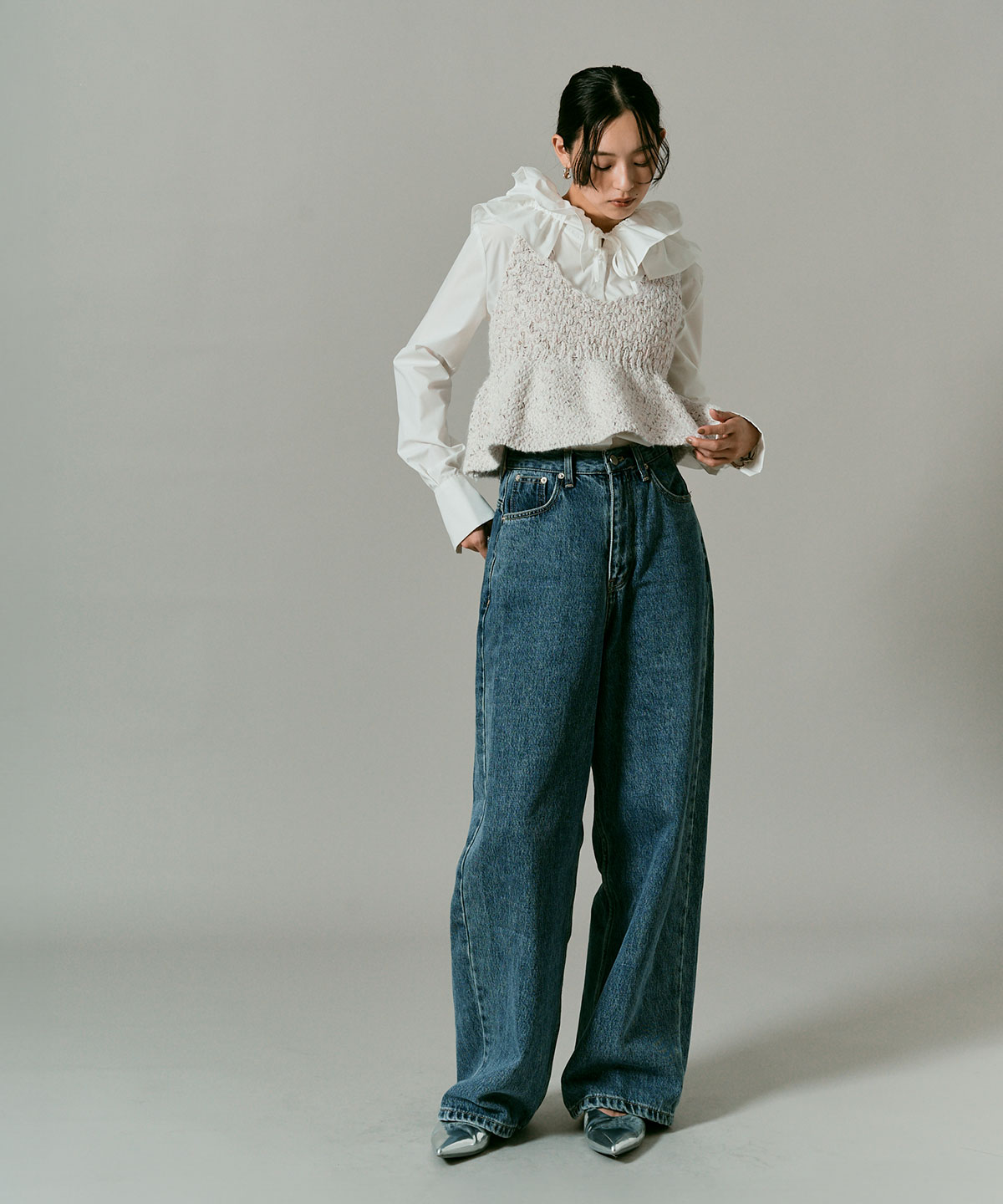 【予約販売】メランジニットペプラムビスチェ 全3色