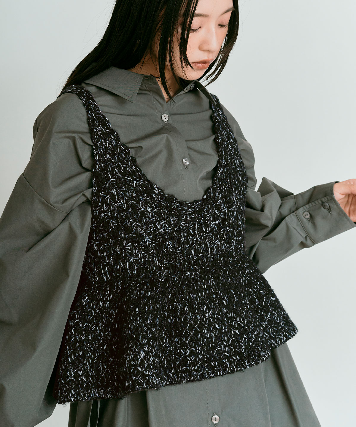 【予約販売】メランジニットペプラムビスチェ 全3色