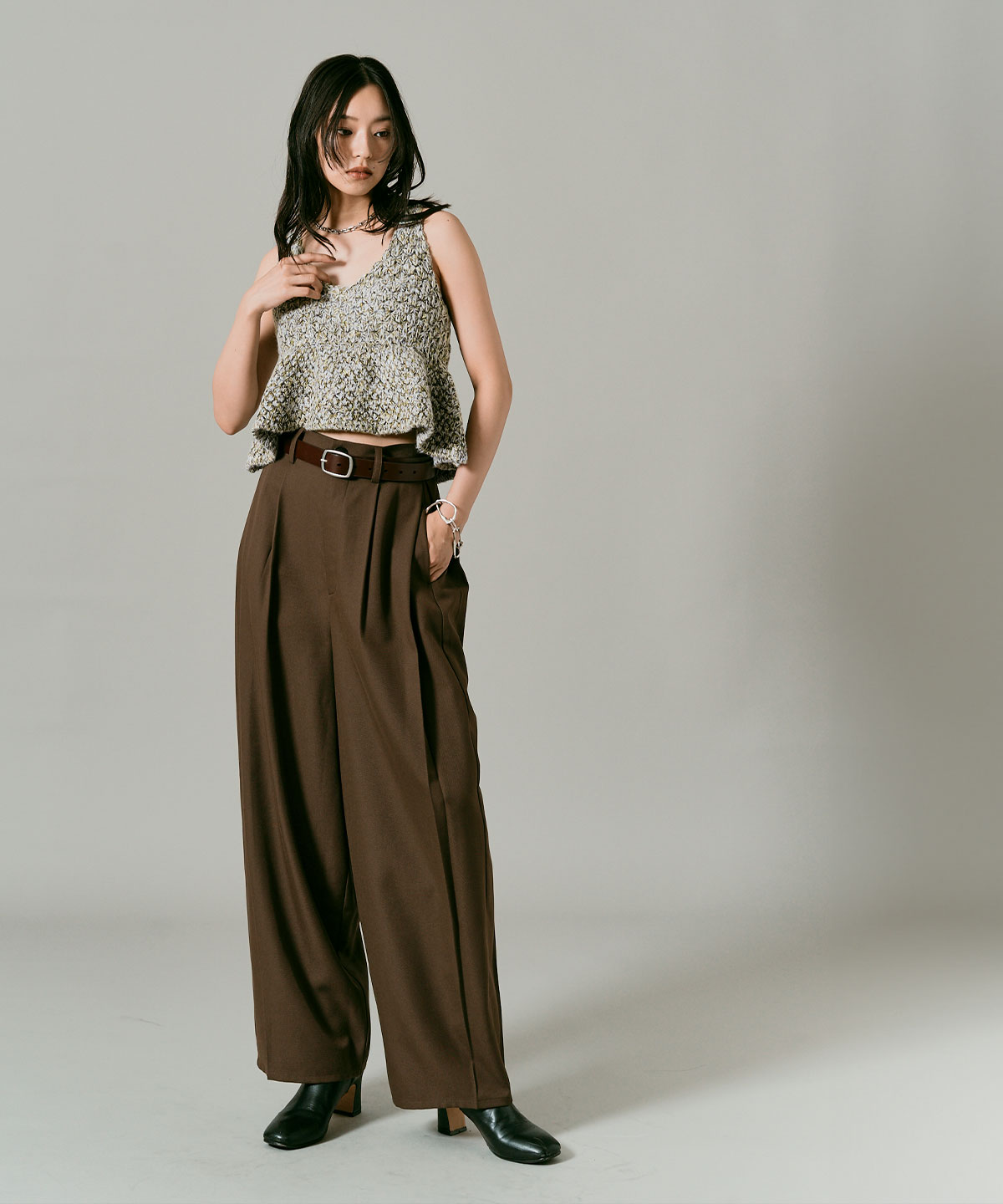 【予約販売】メランジニットペプラムビスチェ 全3色