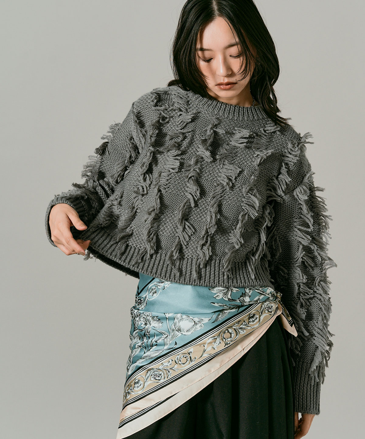 予約販売】フリンジジャガードショートニット 全4色 | トップス