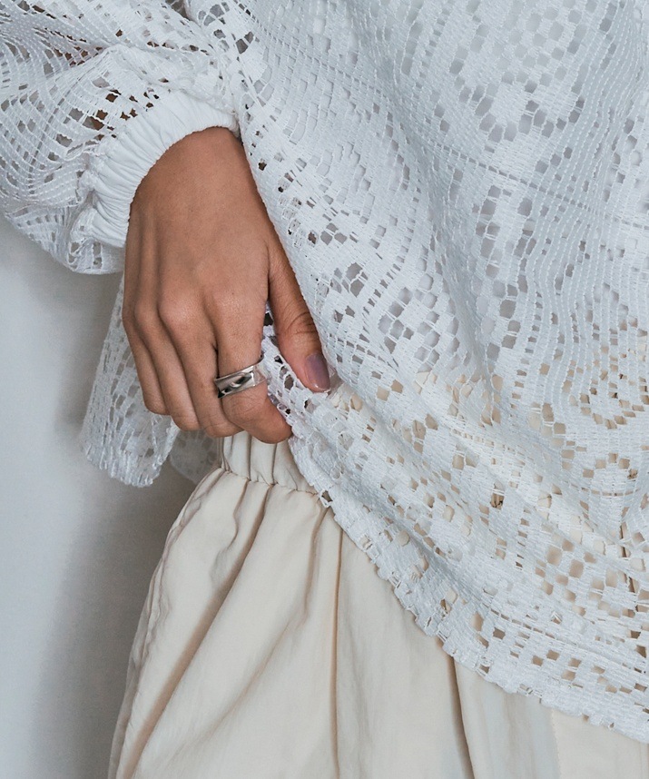 スクエアレースロングスリーブブラウス 全2色 2サイズ 【SALE】