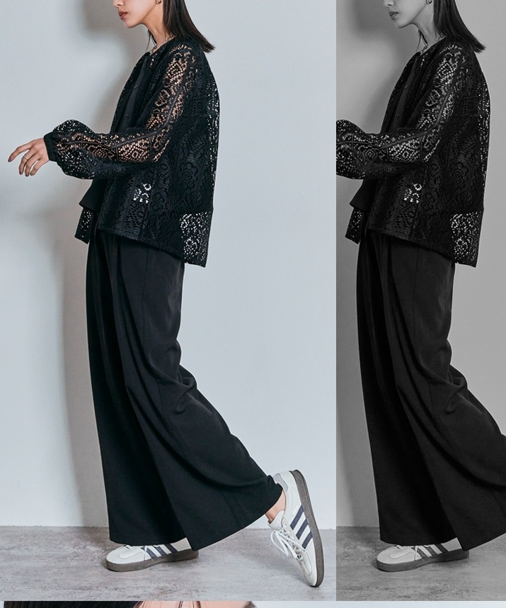 スクエアレースロングスリーブブラウス 全2色 2サイズ 【SALE】