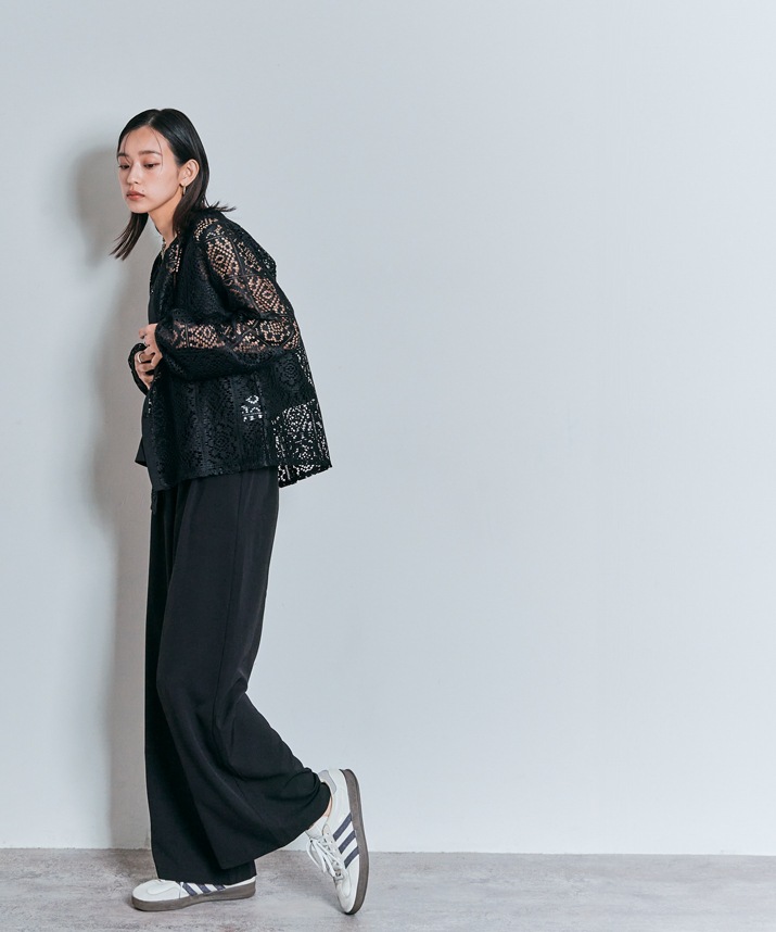 スクエアレースロングスリーブブラウス 全2色 2サイズ 【SALE】