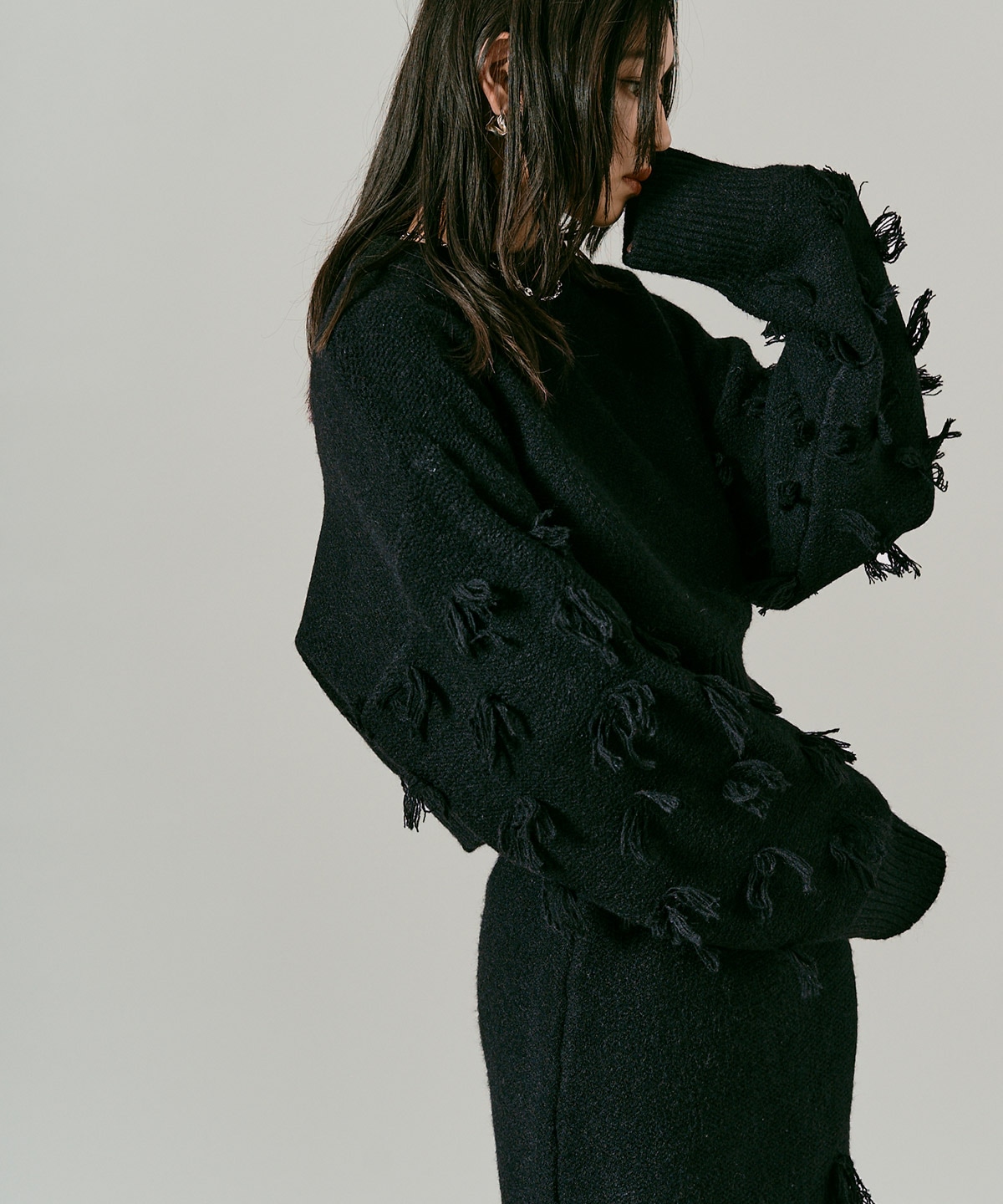 予約販売】ポイントフリンジショートニット 全3色 | トップス