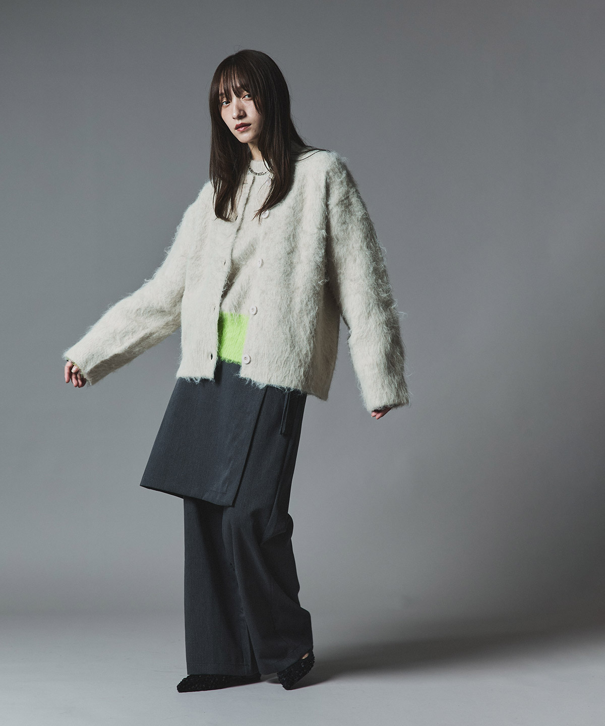 シャギーニットカーディガン　44 モヘア モヘアライクシャギーニットカーディガン | titivate