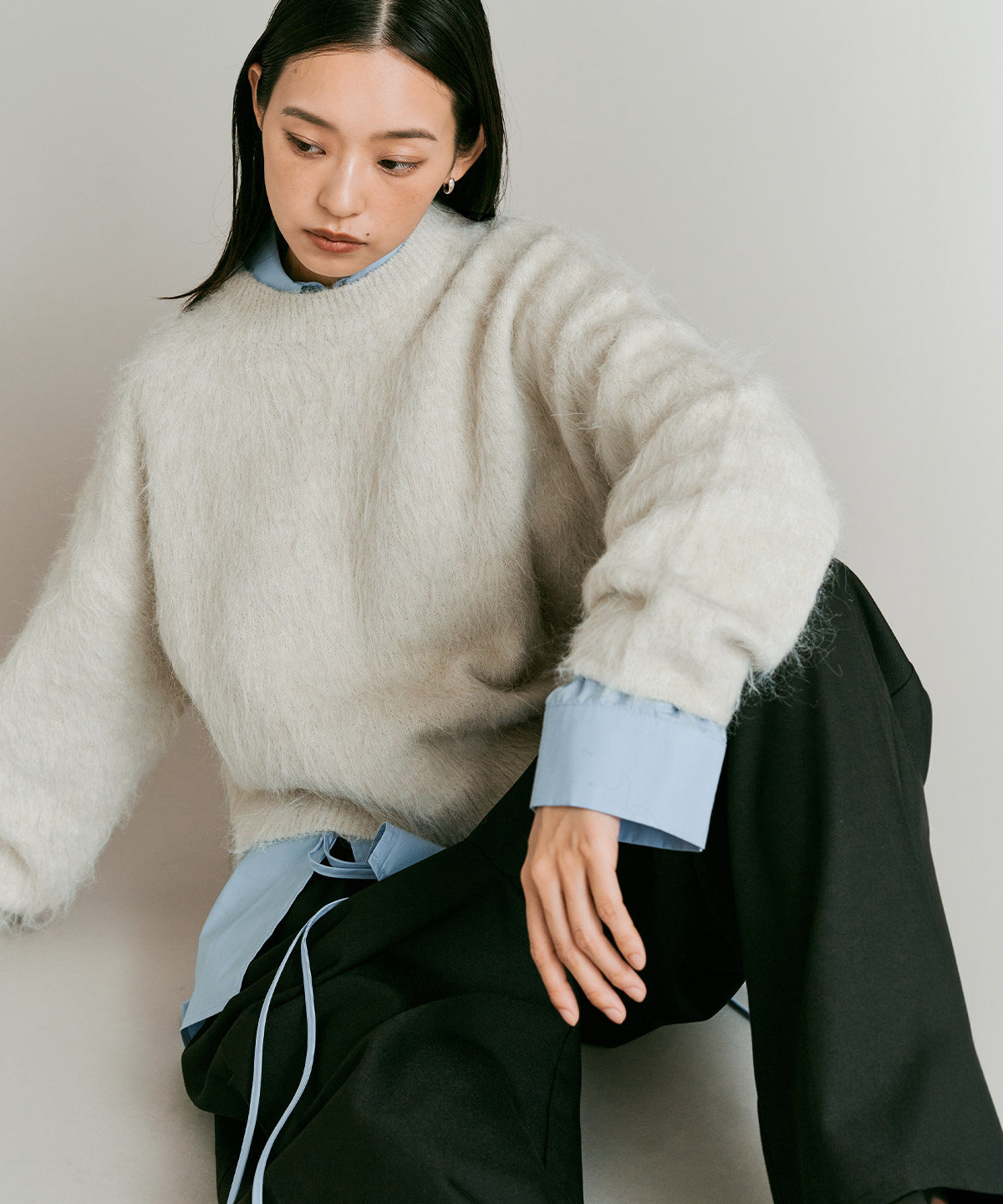 【予約販売】モヘアシャギーショートニットトップス 全5色