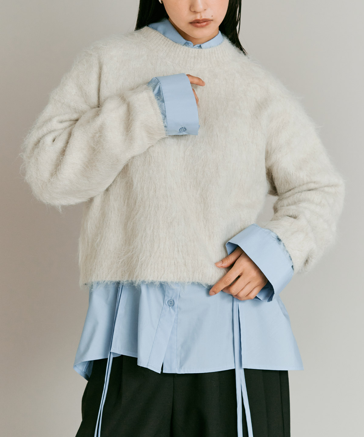 【予約販売】モヘアシャギーショートニットトップス 全5色