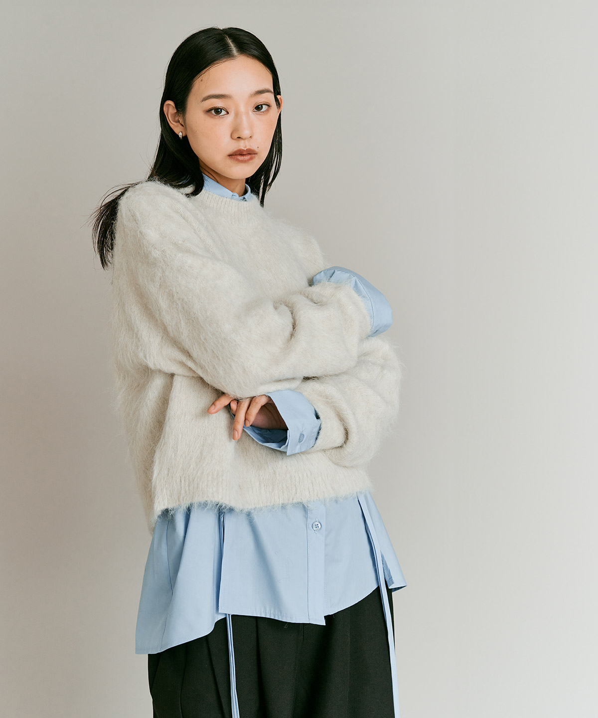 【予約販売】モヘアシャギーショートニットトップス 全5色