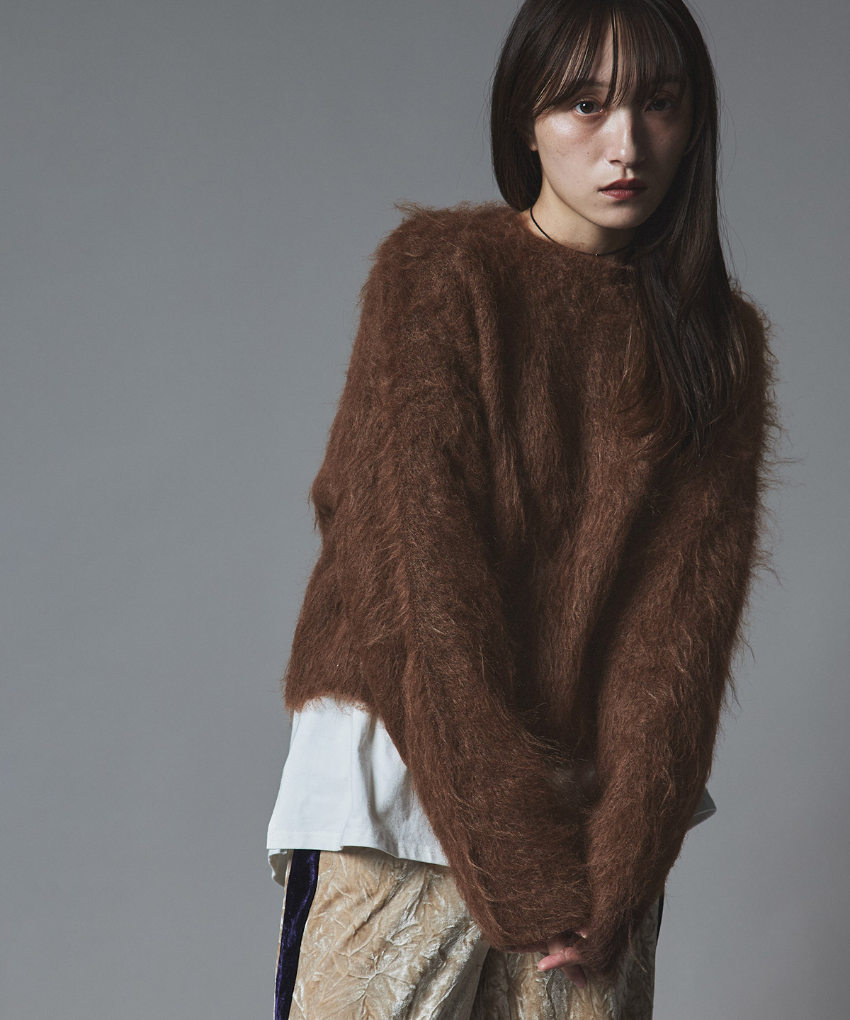 【予約販売】モヘアシャギーショートニットトップス 全5色