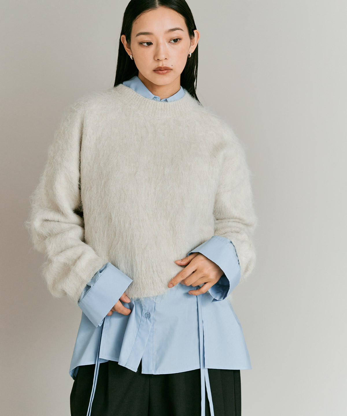 【予約販売】モヘアシャギーショートニットトップス 全5色