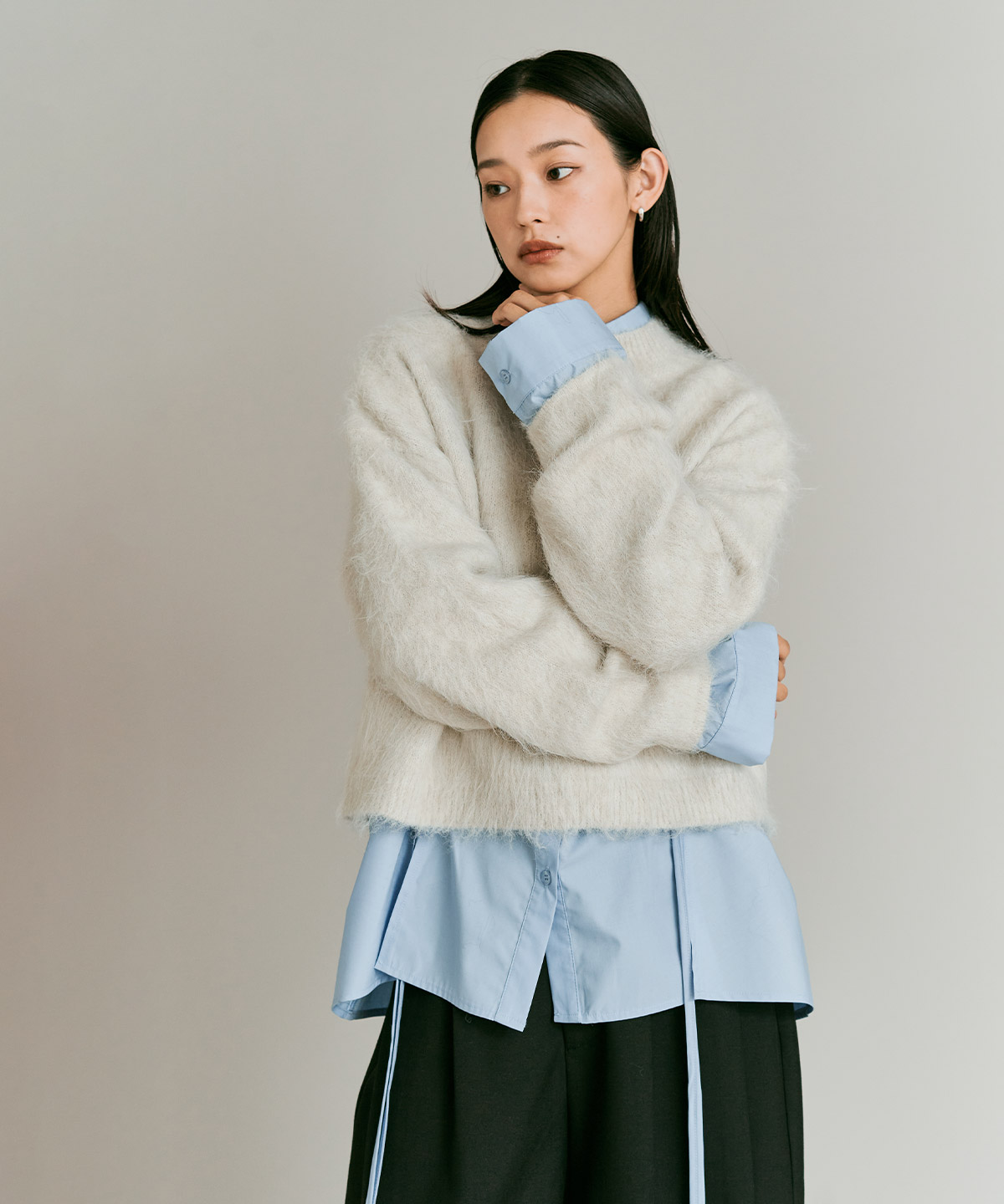 【予約販売】モヘアシャギーショートニットトップス 全5色