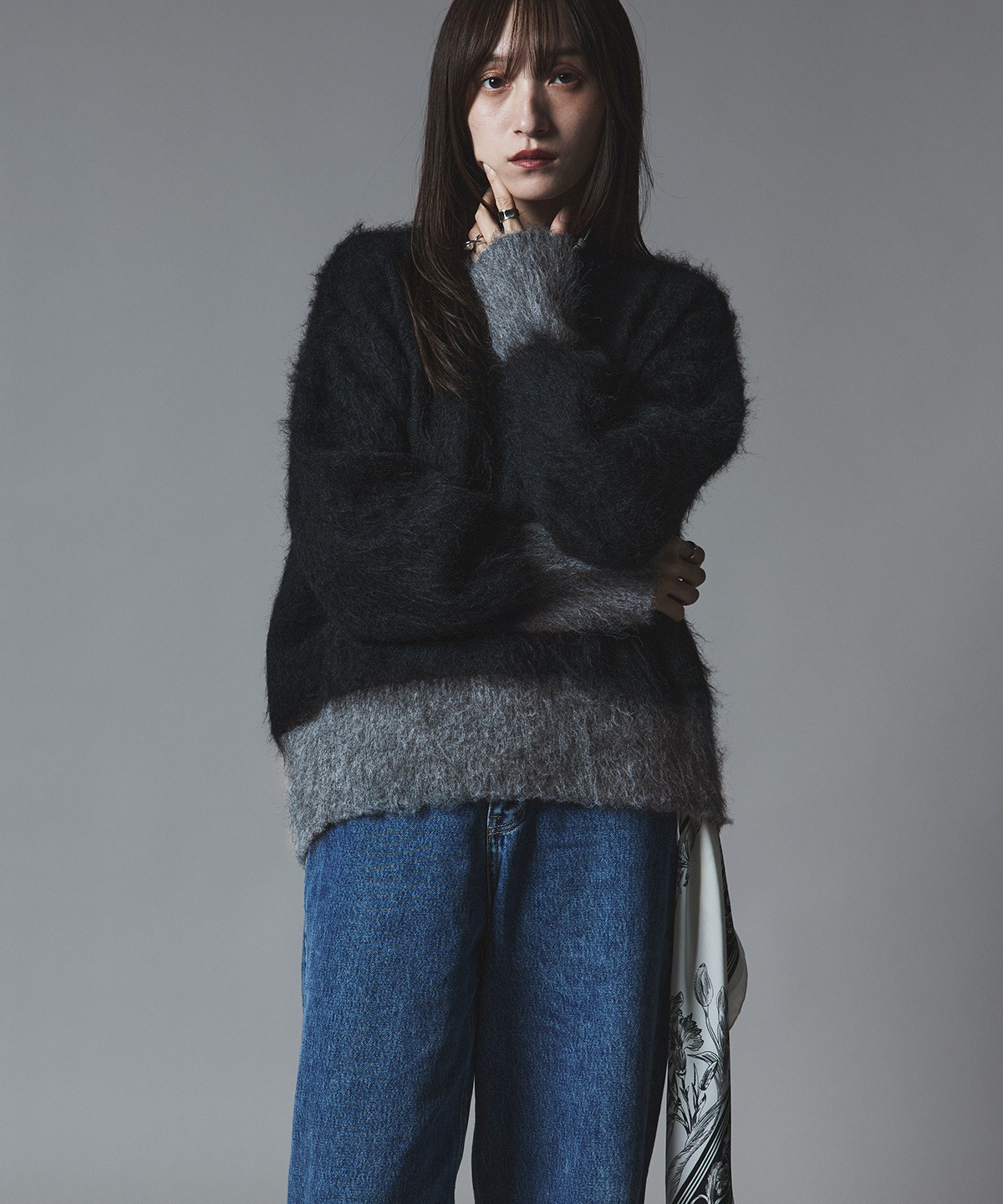 【予約販売】モヘアシャギー配色ニットトップス 全4色