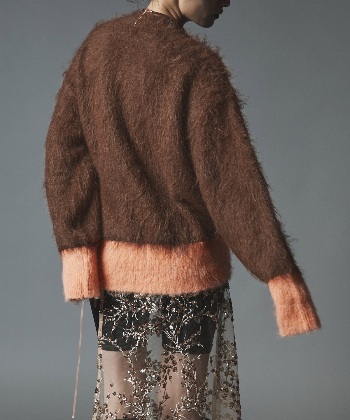 【予約販売】モヘアシャギー配色ニットトップス 全4色