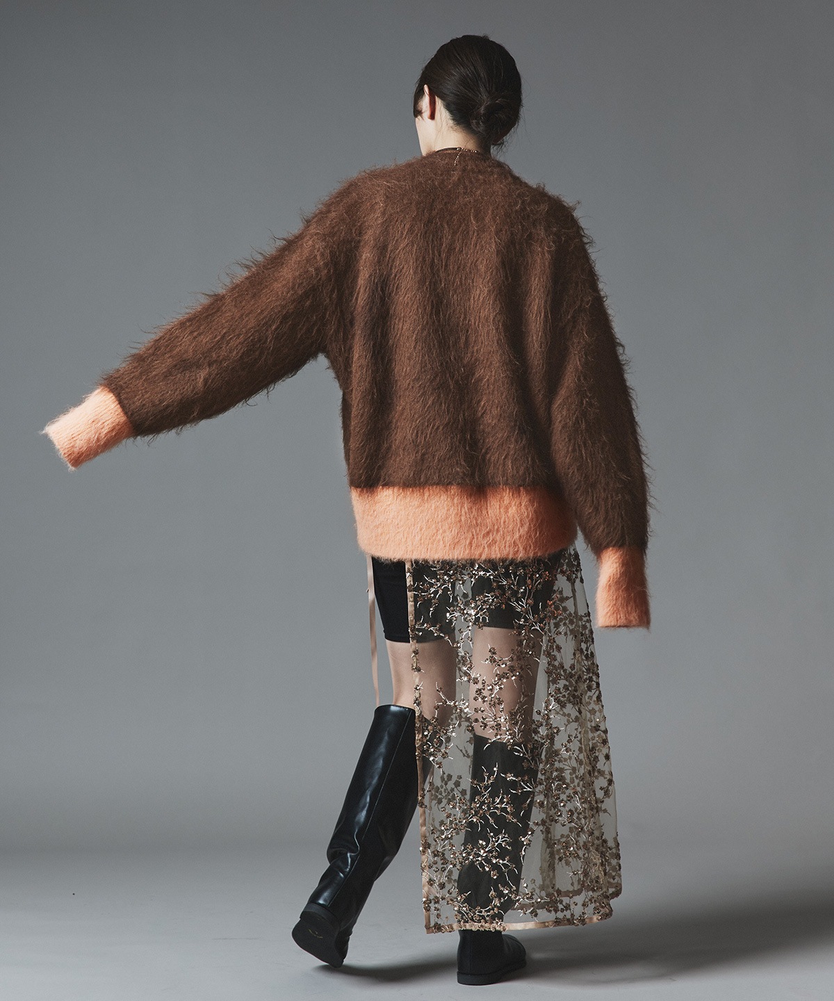 【予約販売】モヘアシャギー配色ニットトップス 全4色