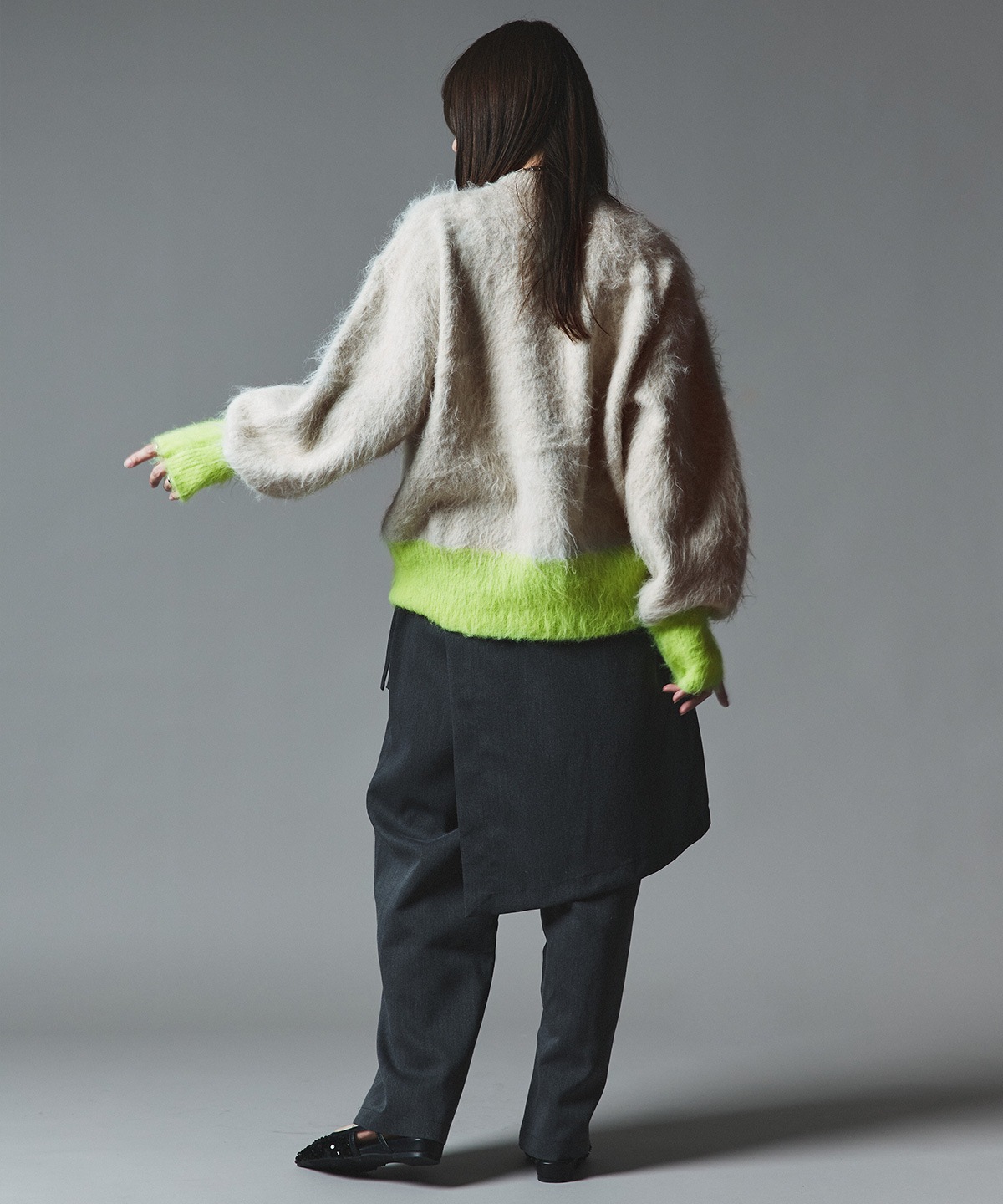 【予約販売】モヘアシャギー配色ニットトップス 全4色