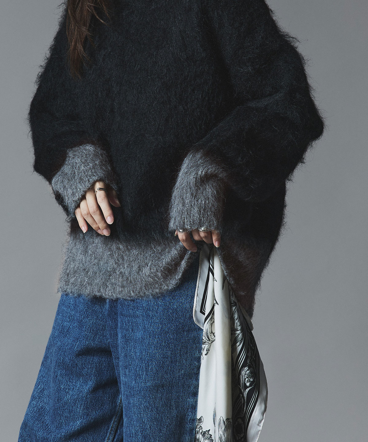 【予約販売】モヘアシャギー配色ニットトップス 全4色