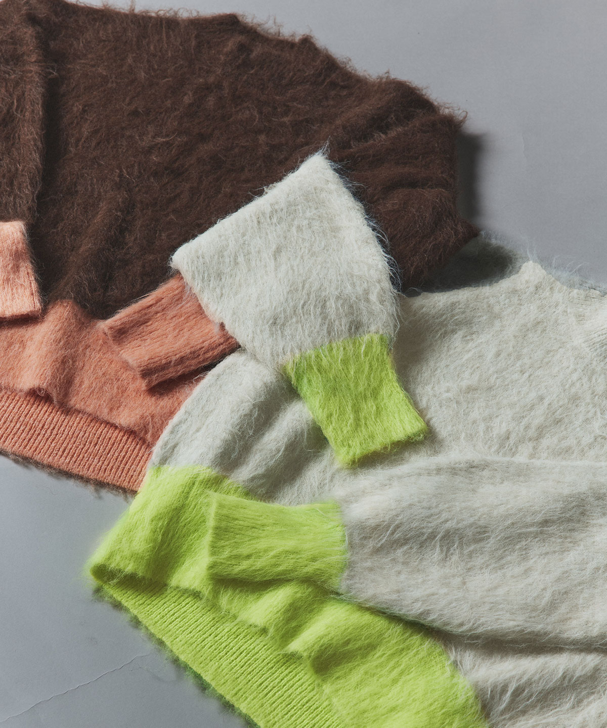 【予約販売】モヘアシャギー配色ニットトップス 全4色