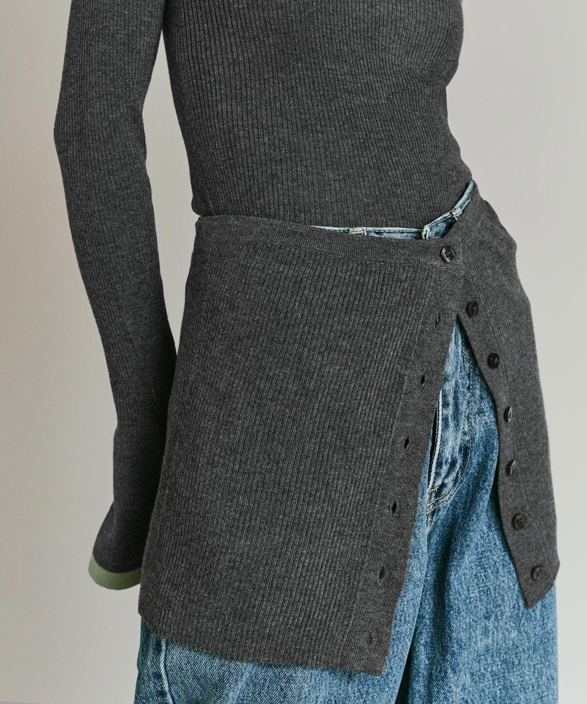 【予約販売】ウールミックスライトニット配色トップスセット 全4色