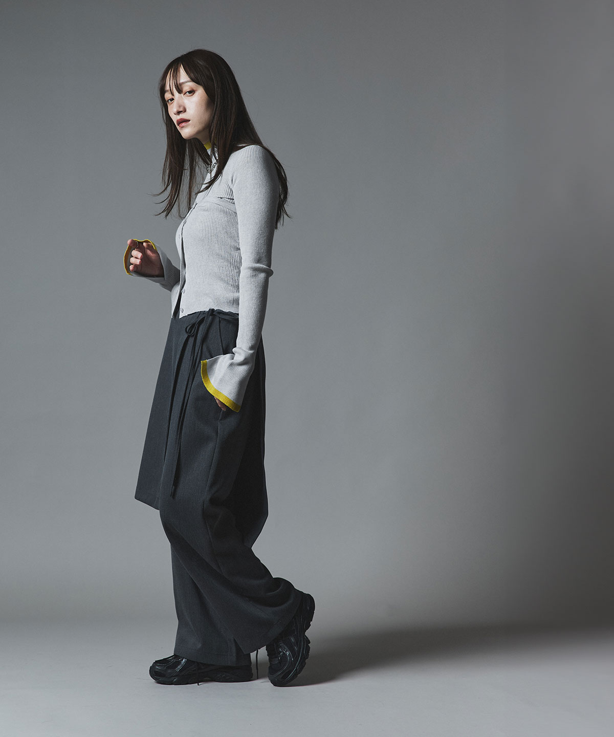 【予約販売】ウールミックスライトニット配色トップスセット 全4色