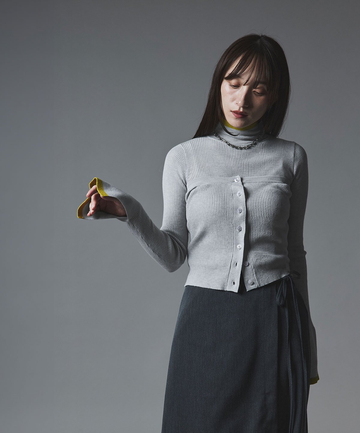 【予約販売】ウールミックスライトニット配色トップスセット 全4色