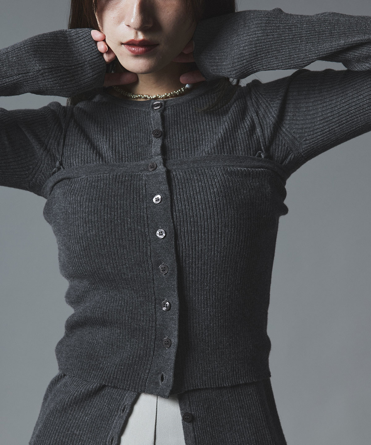 【予約販売】ウールミックスライトニット配色トップスセット 全4色