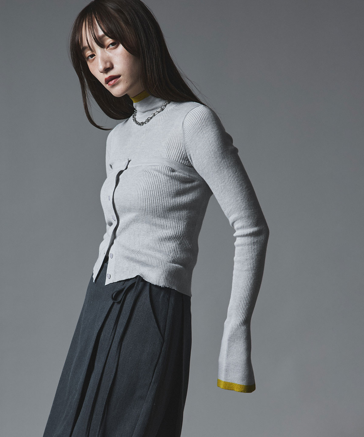 【予約販売】ウールミックスライトニット配色トップスセット 全4色