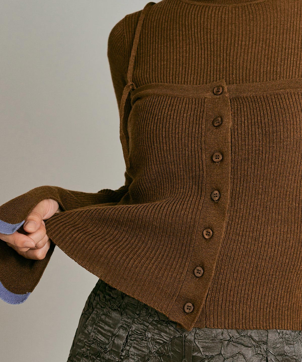 【予約販売】ウールミックスライトニット配色トップスセット 全4色