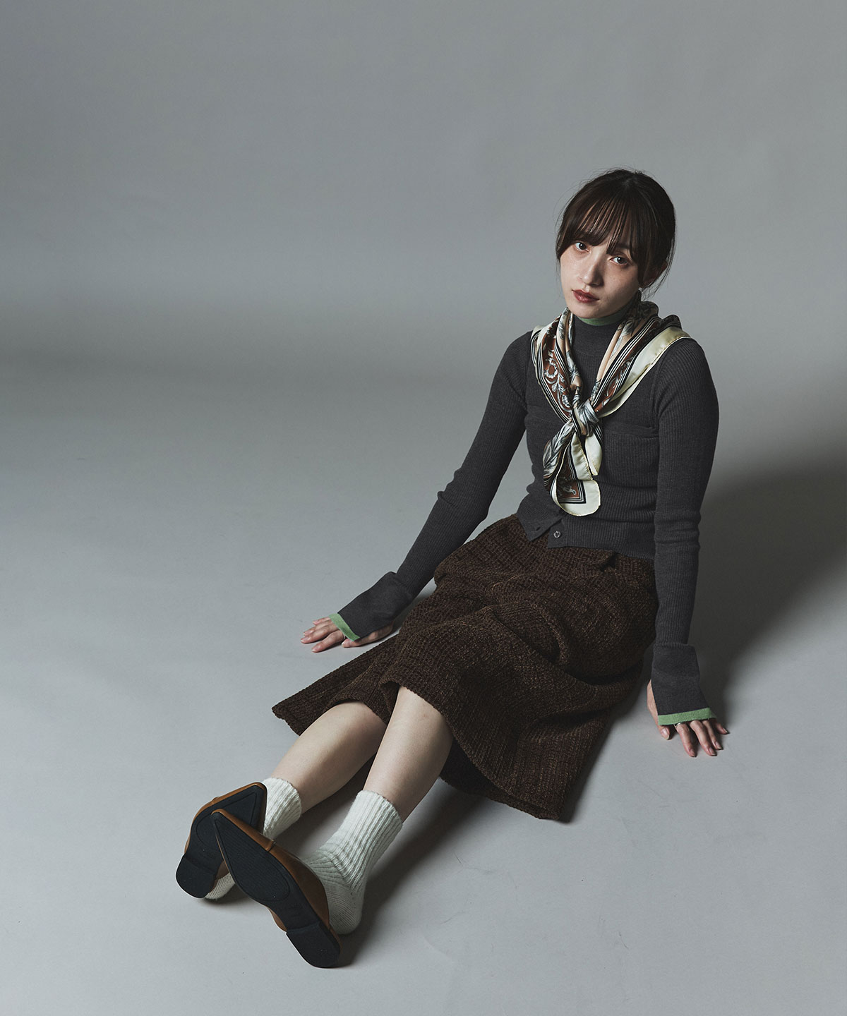 【予約販売】ウールミックスライトニット配色トップスセット 全4色