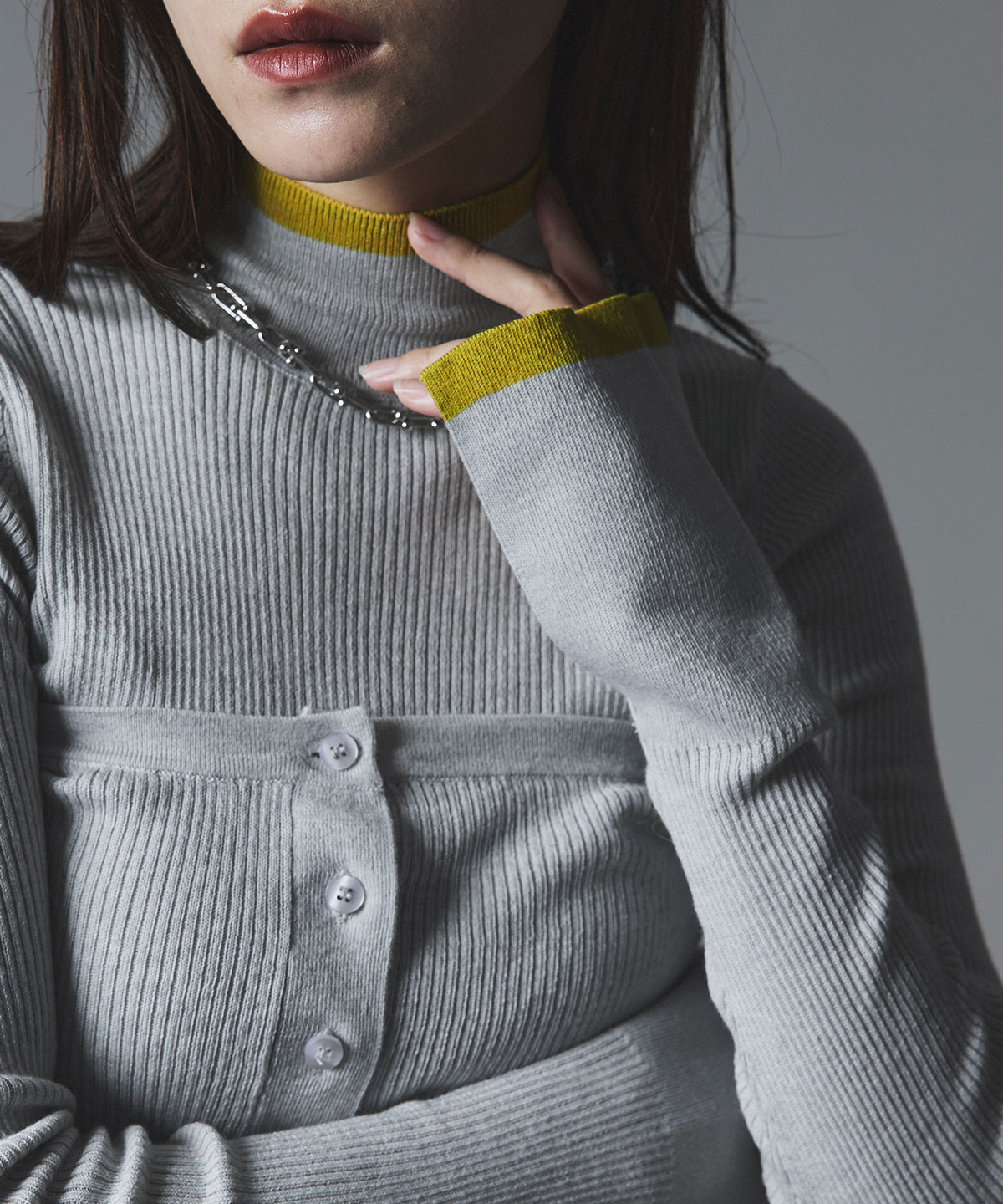 【予約販売】ウールミックスライトニット配色トップスセット 全4色