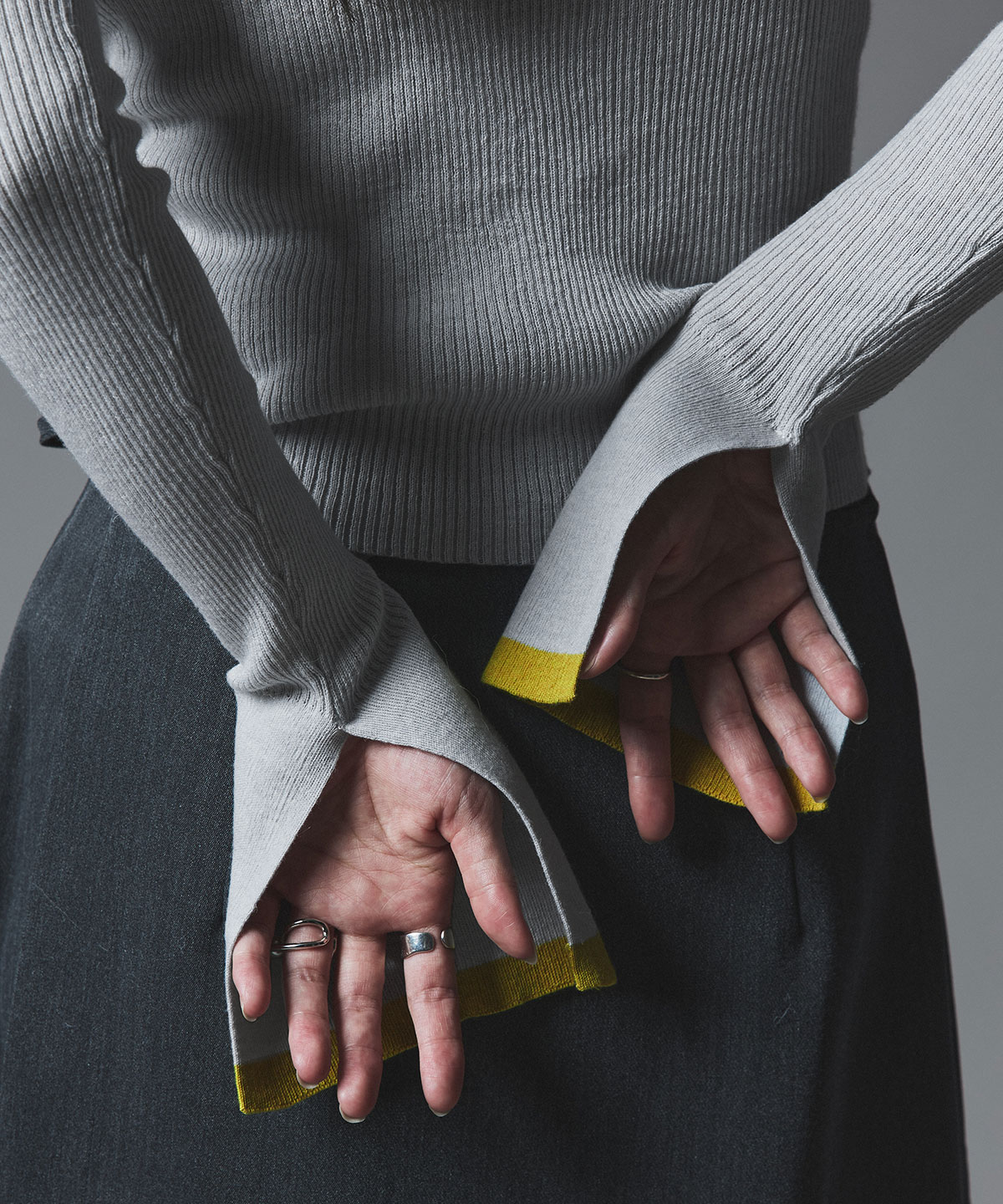 【予約販売】ウールミックスライトニット配色トップスセット 全4色