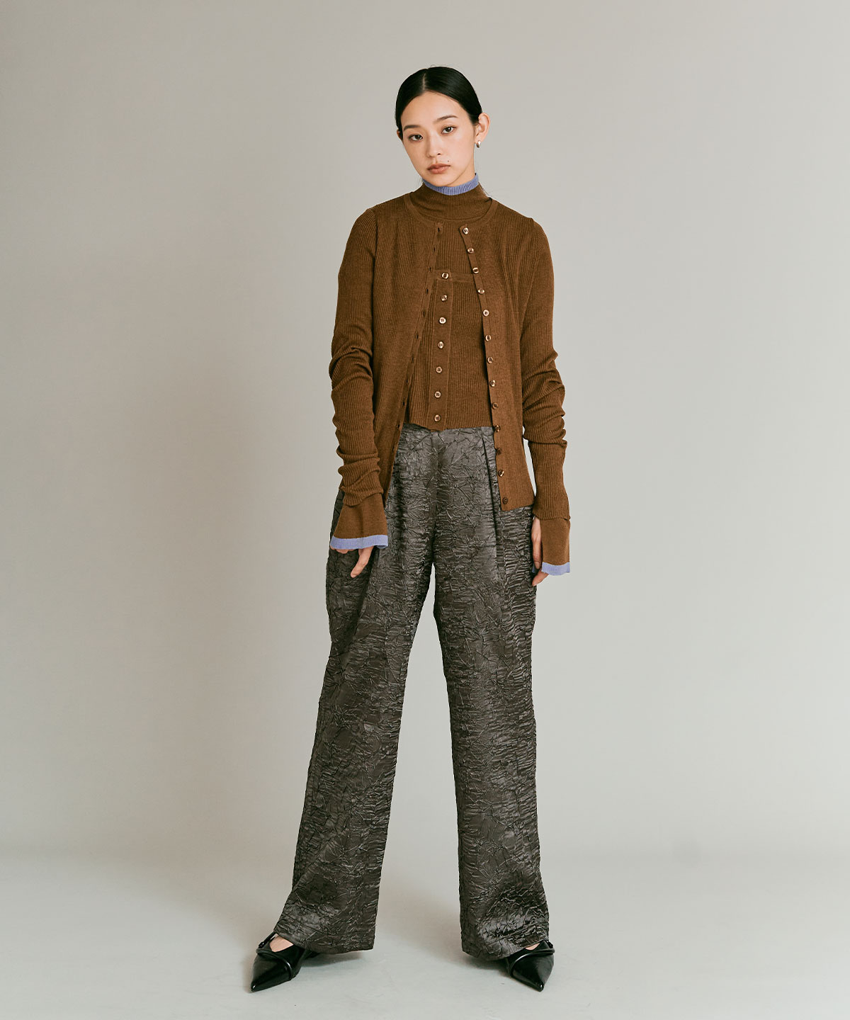 いろいろ 予約販売】ウールミックスライトニット配色トップスセット 全4色